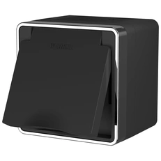 Изображение Розетка влагозащищенная IP44 с заземлением крышкой и шторками Gallant (черный/хром) W5071235