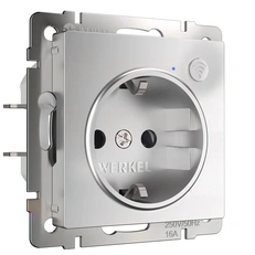 Изображение Умная встраиваемая розетка с заземлением с защитными шторками (серебро) W1171606