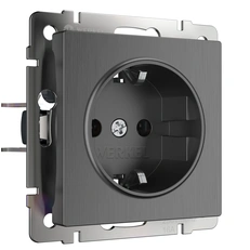 Изображение Розетка с заземлением и шторками (графит рифленый) W1171104