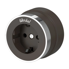 Изображение Розетка с заземлением (мокко матовый/хром) W5871052